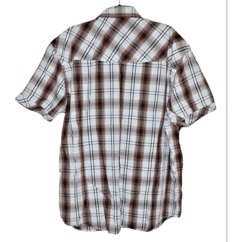 Mens Shirt Size 3XL Venzulia Short‎ Sleeve Snap Button Front Plaid 100% Cotton - Picture 2 of 9
